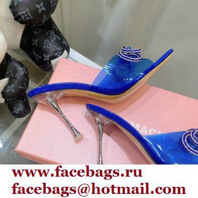 Mach  &  Mach Heel 8.5cm Crystal Double Bow Mules PVC Blue 2022